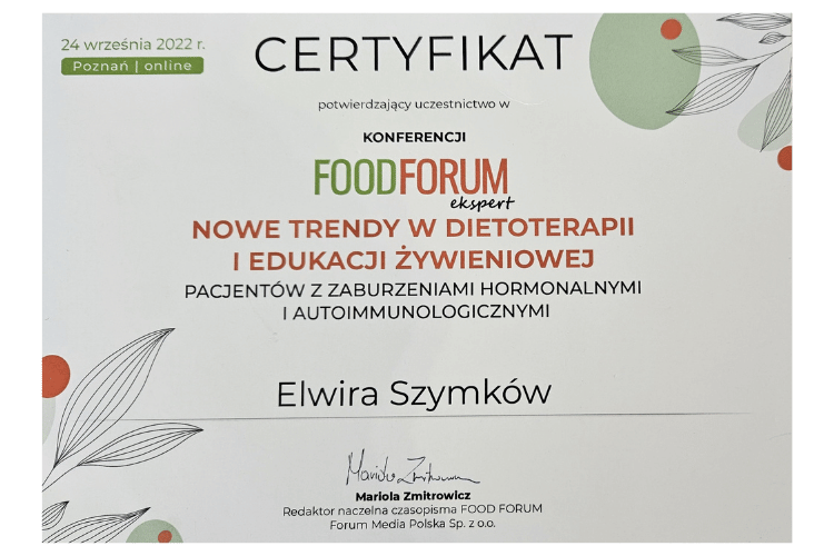 Mental-Plus-elwira-szymkow-certyfikat-nowe-trendy-w-dietoterapii